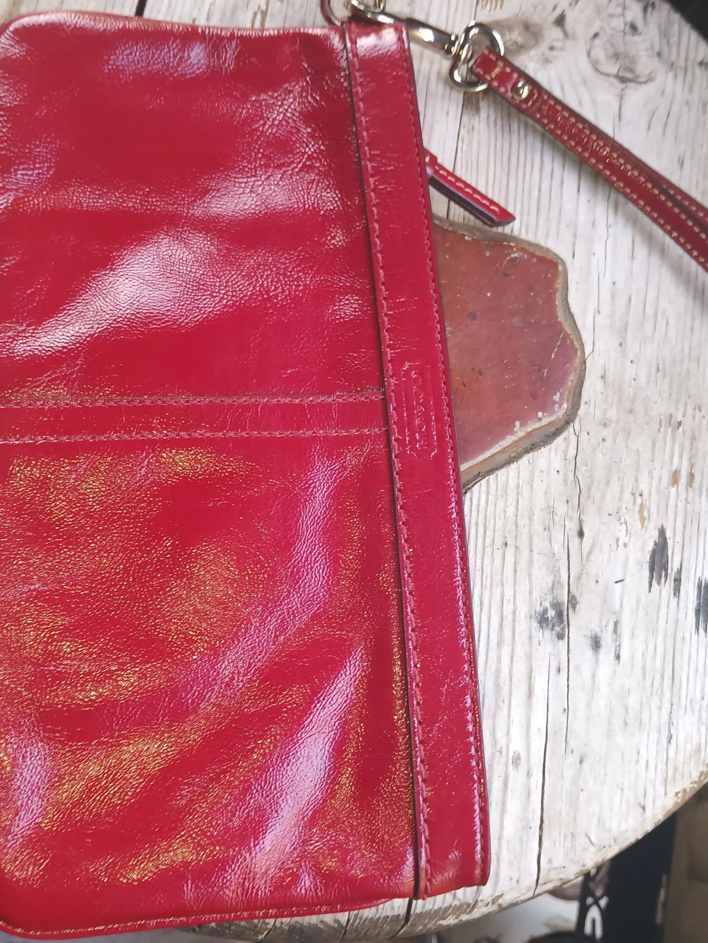 Coach Red Patent Leather Wristlet Clutch